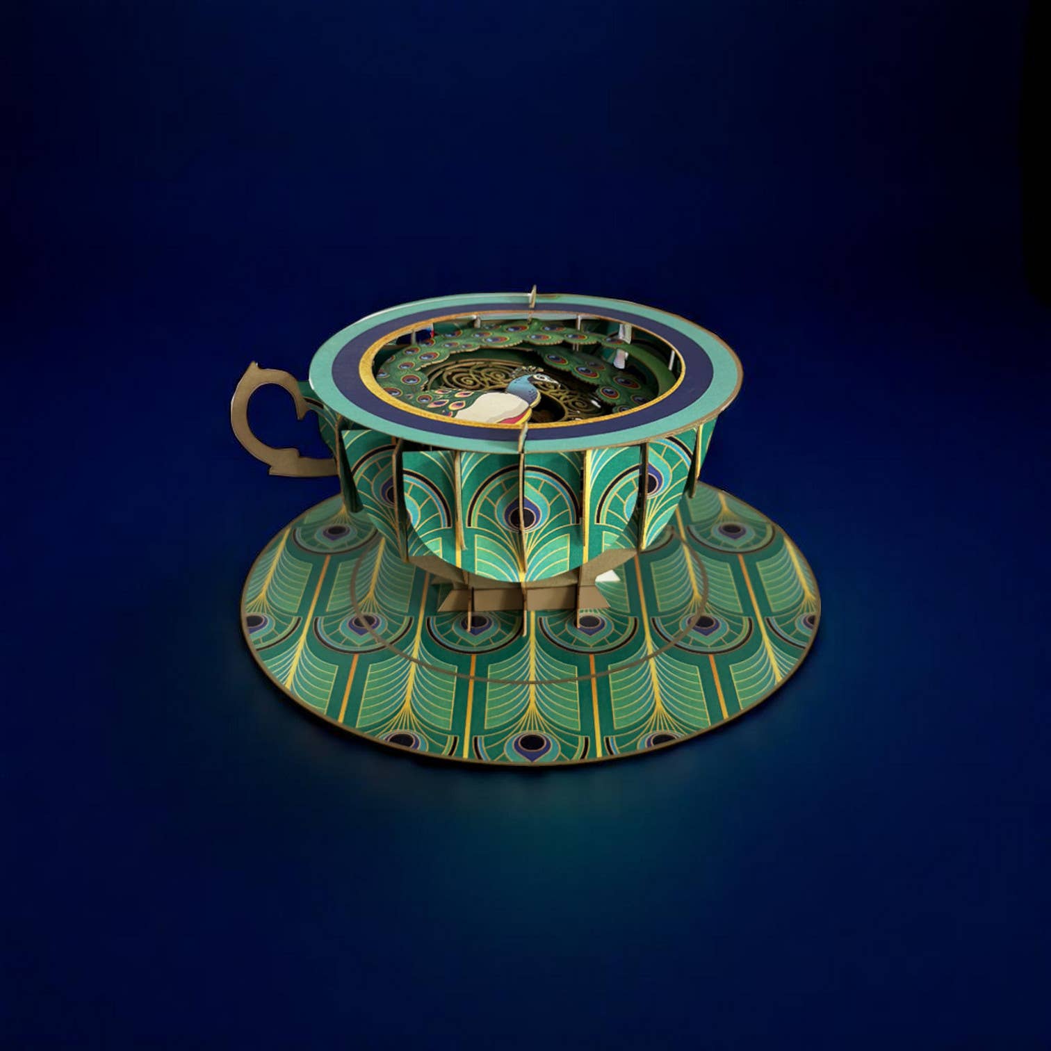 Eine Tasse Tee Pop-up-Karte - Pfau