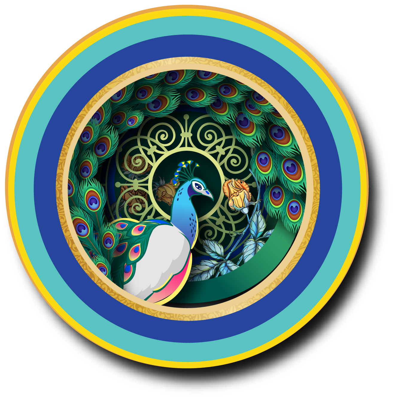 Eine Tasse Tee Pop-up-Karte - Pfau