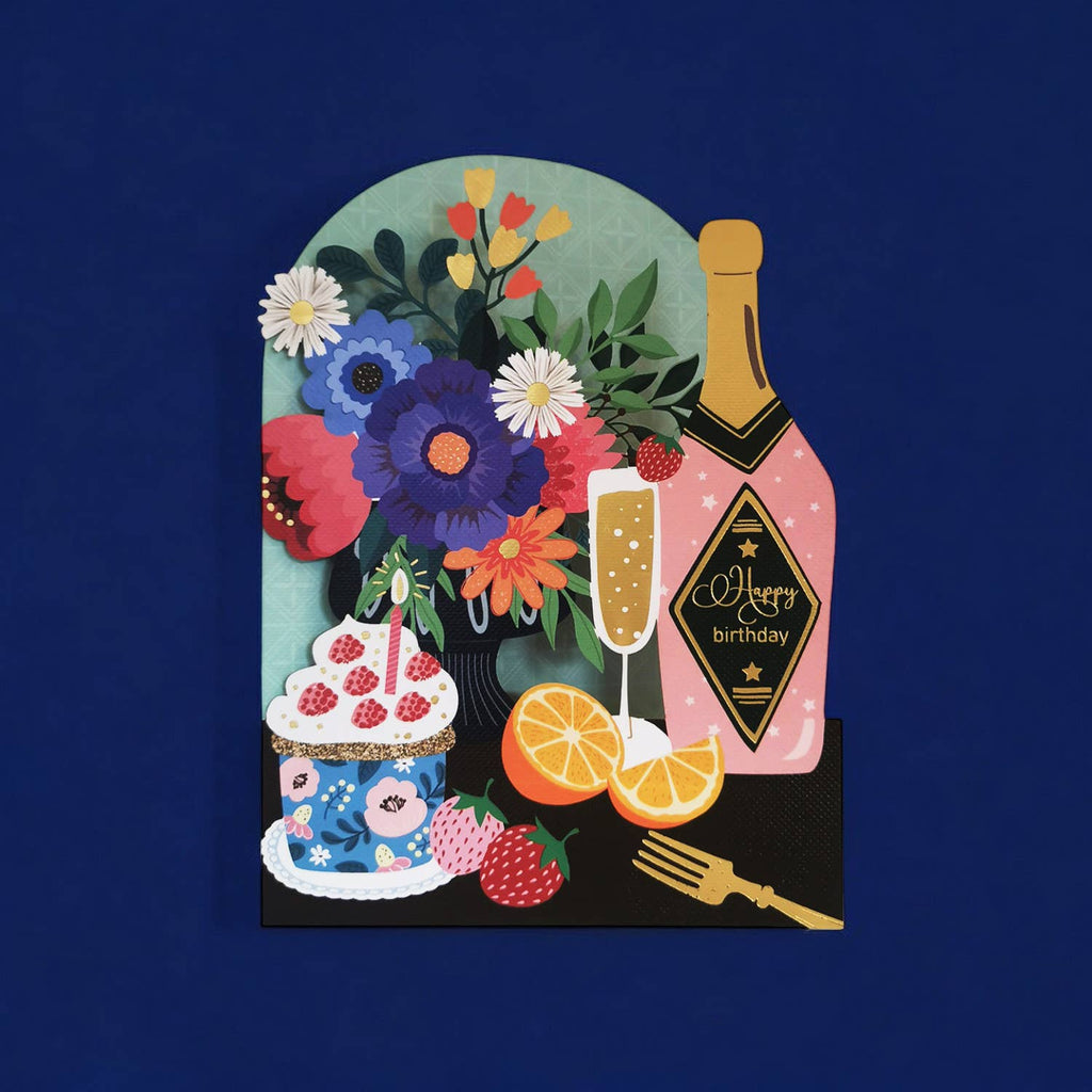 Originale Scherenschnitt-Karte - Lächle, es ist dein Geburtstag